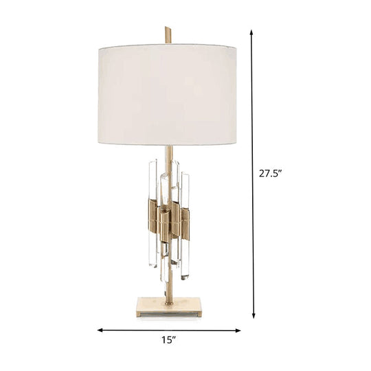 Modern White Table Lamp With Fabric Shade - Perfect For Living Room Desk Or Nightstand