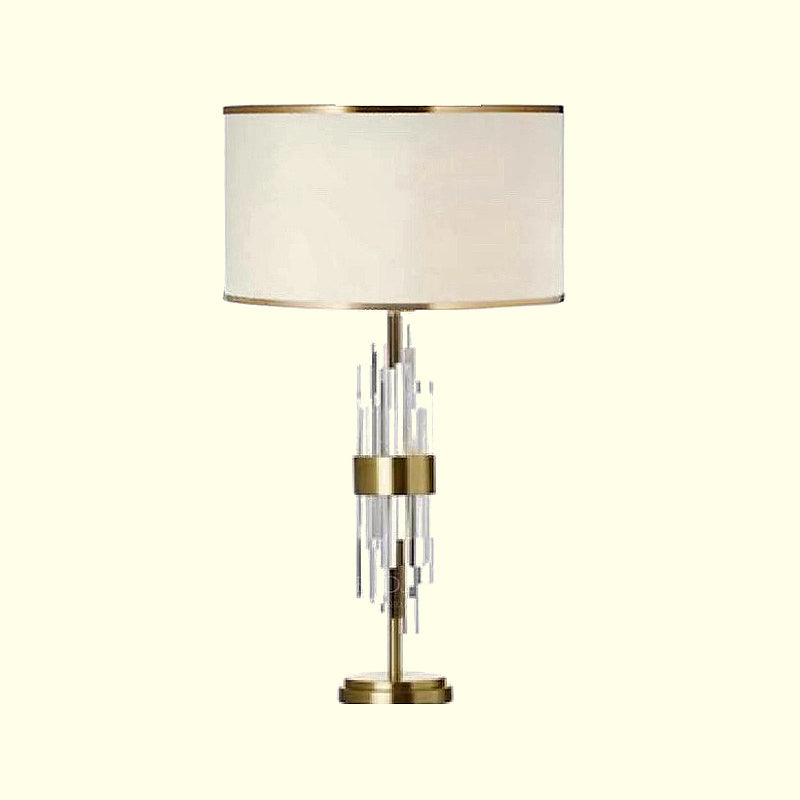 White Fabric Reading Lamp: Modernist Straight Sided Shade Task Lighting 1 Head