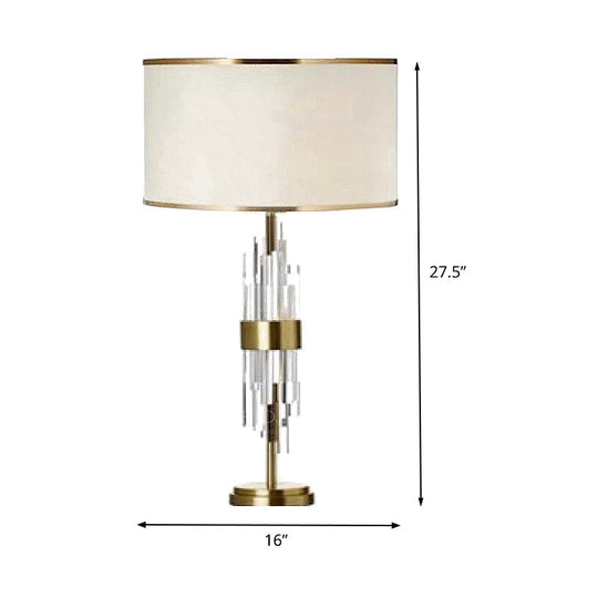 White Fabric Reading Lamp: Modernist Straight Sided Shade Task Lighting 1 Head