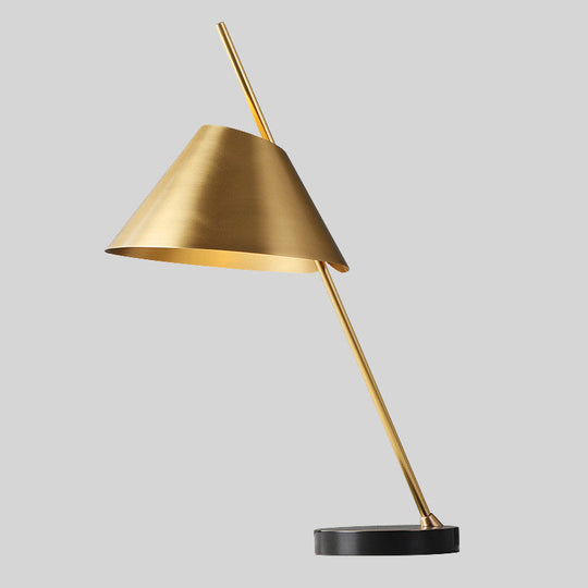 Contemporary Brass Conical Nightstand Lamp With Metal 1-Head Night Lighting Perfect For Bedrooms