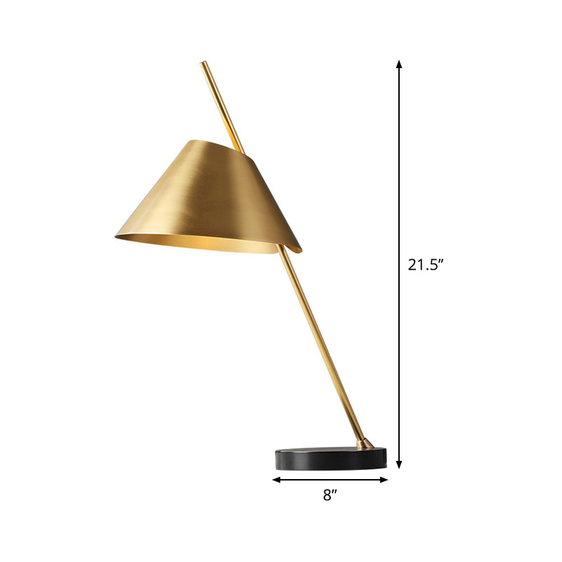 Contemporary Brass Conical Nightstand Lamp With Metal 1-Head Night Lighting Perfect For Bedrooms