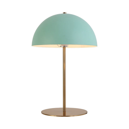 Modern Green Metal Dome Night Table Lamp - Bedroom Nightstand Lighting With 1 Bulb