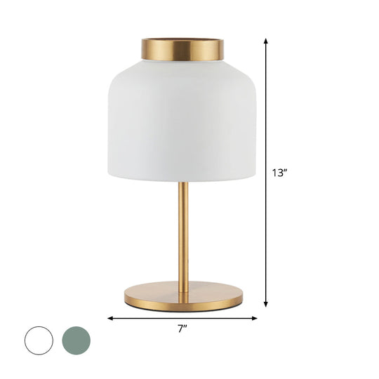 Post-Modern Metal Nightstand Lamp With White/Blue 1 Bulb For Dining Room