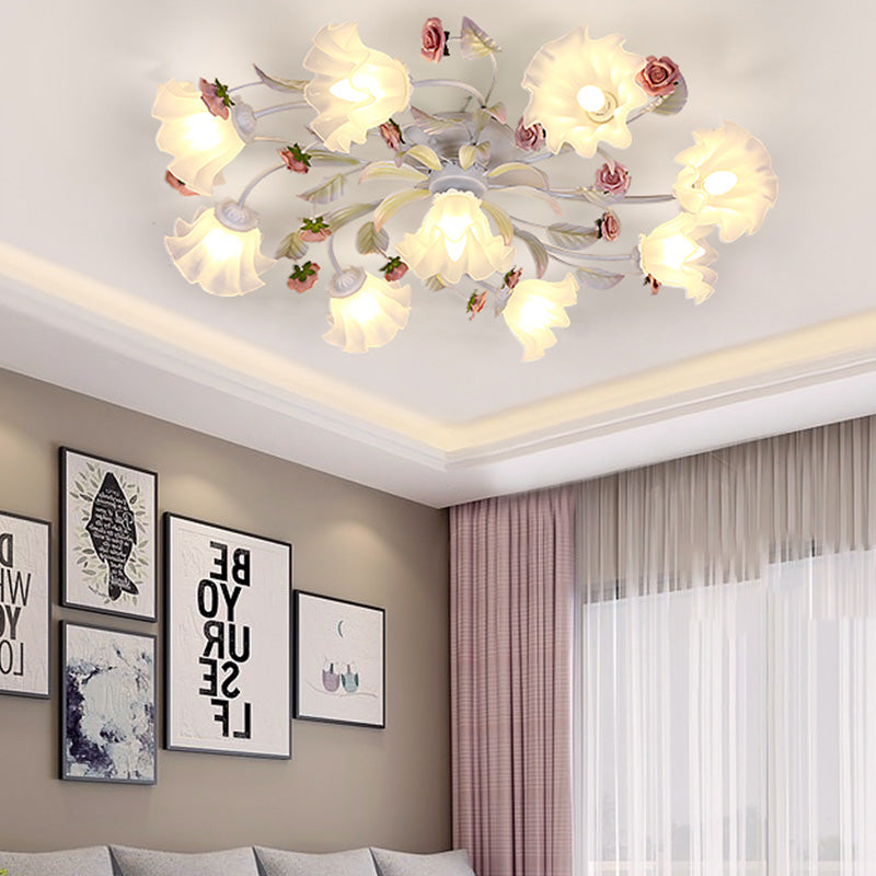 White Ceiling Mount Light Fixture with 4/6/7 Metal Lights - Perfect for Living Room