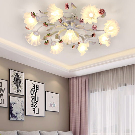 White Ceiling Mount Light Fixture With 4/6/7 Metal Lights - Perfect For Living Room 9 /