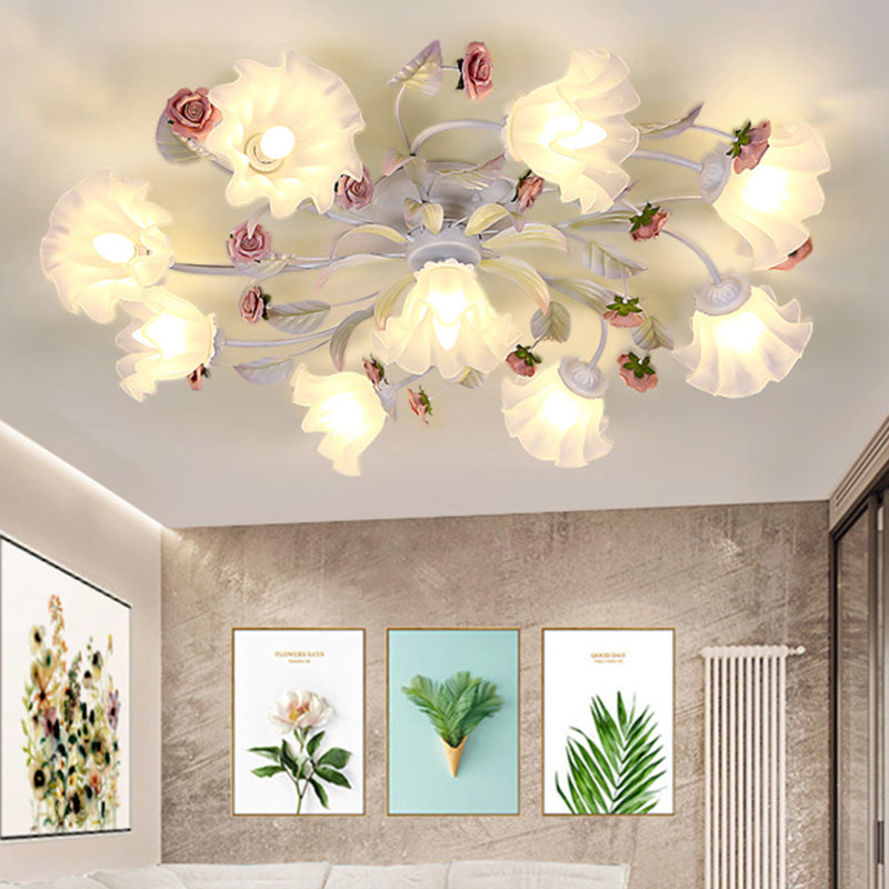 White Ceiling Mount Light Fixture with 4/6/7 Metal Lights - Perfect for Living Room