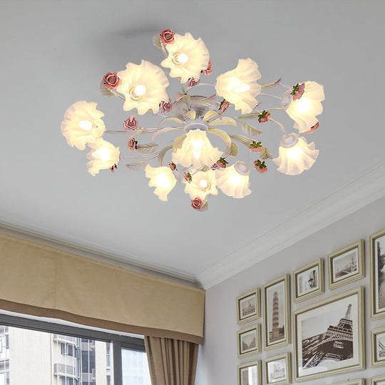 White Ceiling Mount Light Fixture with 4/6/7 Metal Lights - Perfect for Living Room