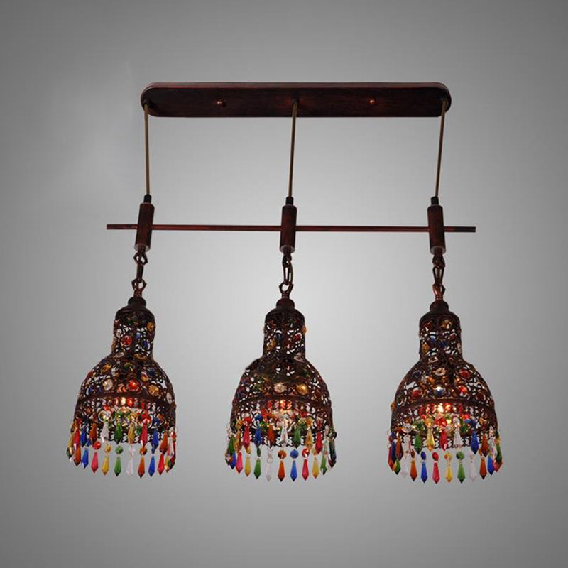 Copper Cluster Pendant Light With 3 Bulbs For Corridors - Art Deco Barn Style