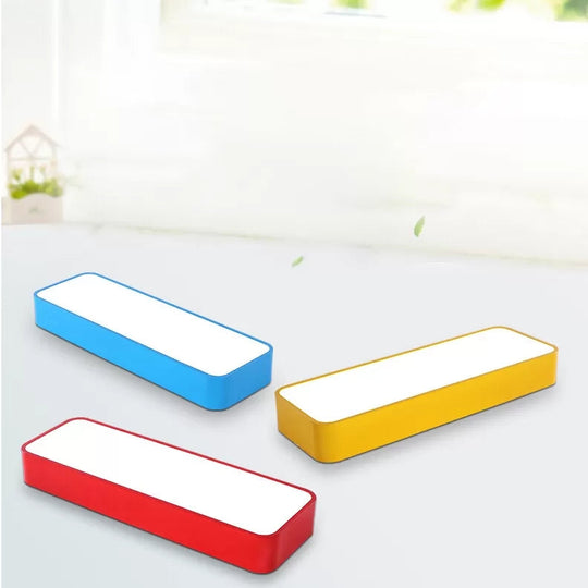 Multi-color Rectangle Flush Mount LED Ceiling Lamp for Kindergarten with Modern Acrylic and Metal Design