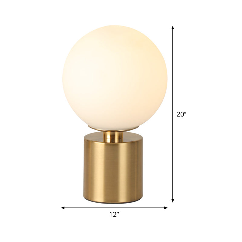 Opal Glass Sphere Night Lamp - Elegant Gold Metal Table Lighting For Living Room