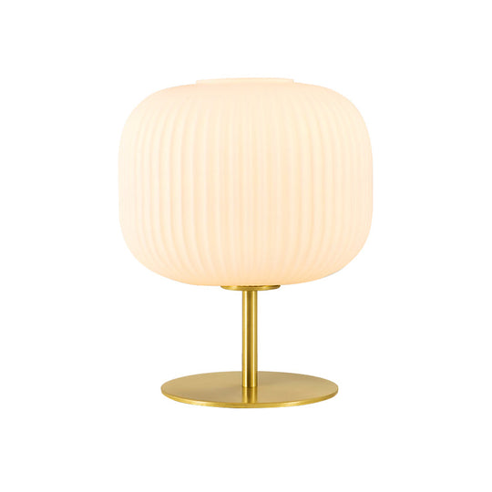 Modern Gold Metal Bedroom Table Lamp With Prismatic Glass Shade