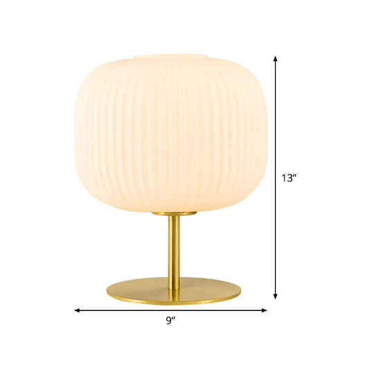 Modern Gold Metal Bedroom Table Lamp With Prismatic Glass Shade