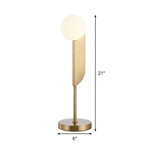 Luxurious Cream Glass Ball Night Light With Gold Metal Stand For Bedroom