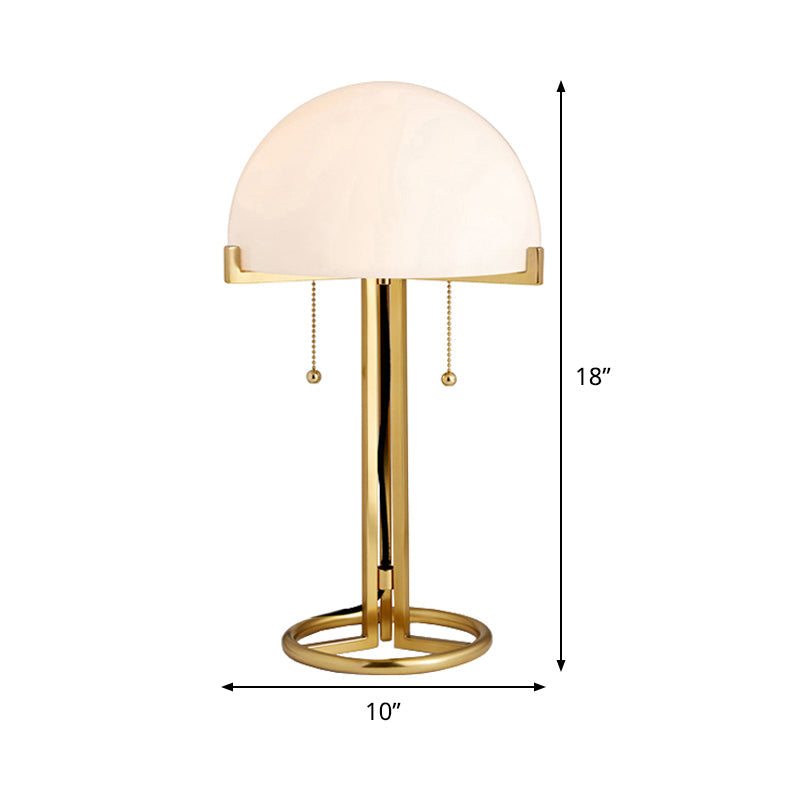 Minimalist White Glass Nightstand Lamp - Gold Metal 1-Head Design