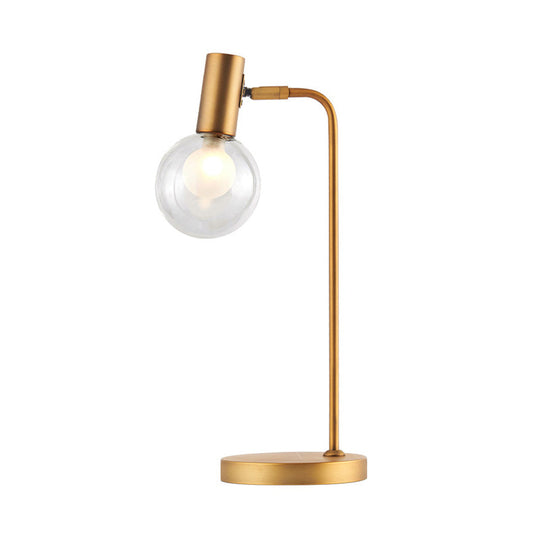 Stunning Gold Spherical Table Lamp With Smoke Gray/Clear Glass Shade - Perfect For Bedroom