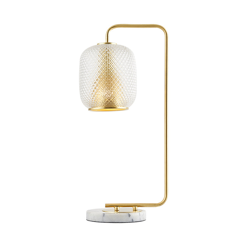 Oval Metal Nightstand Lamp: Luxurious Brass Table Light With Prismatic Glass Shade