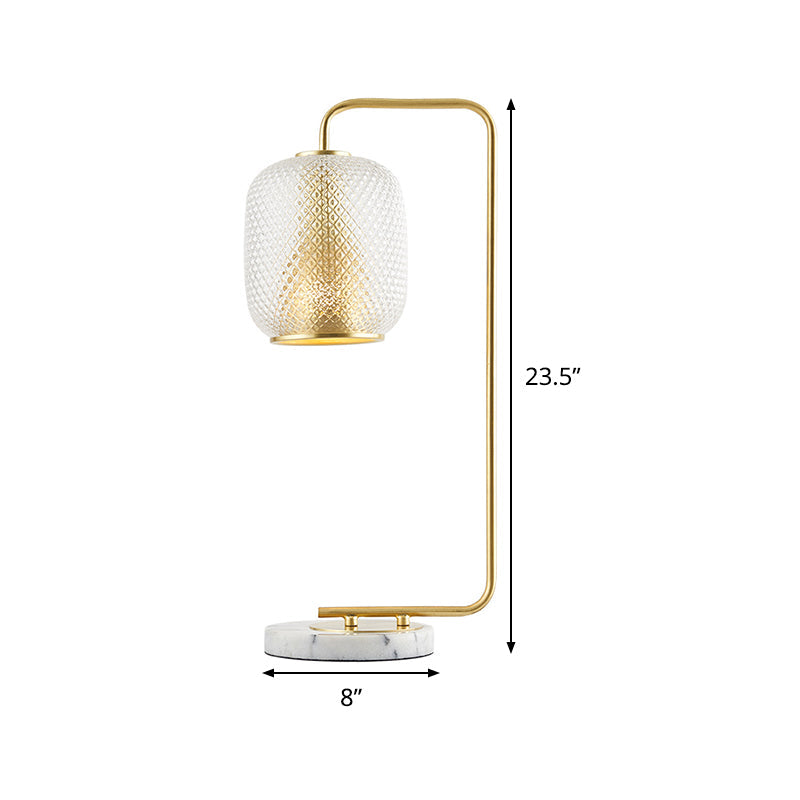 Oval Metal Nightstand Lamp: Luxurious Brass Table Light With Prismatic Glass Shade