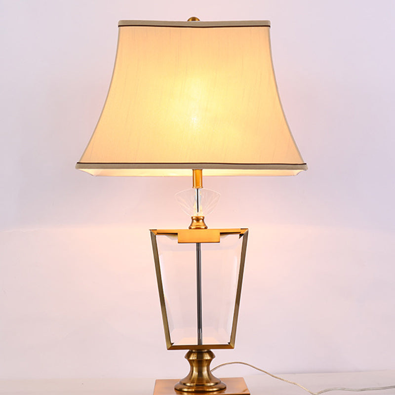 Modern Beige Bedside Lamp With Bell Shade - Perfect For Nightstands!