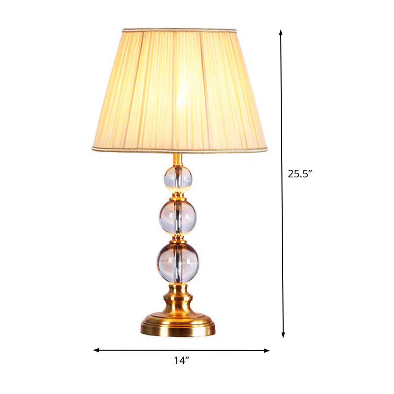 Modernist Crystal Desk Lamp - Spherical Fabric Table Light In Beige