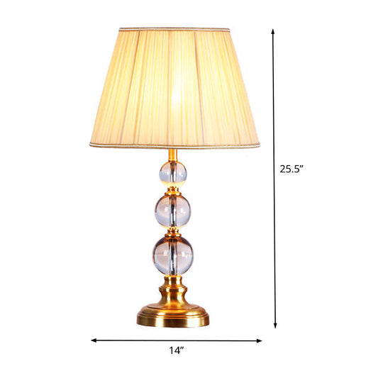 Modernist Crystal Desk Lamp - Spherical Fabric Table Light In Beige