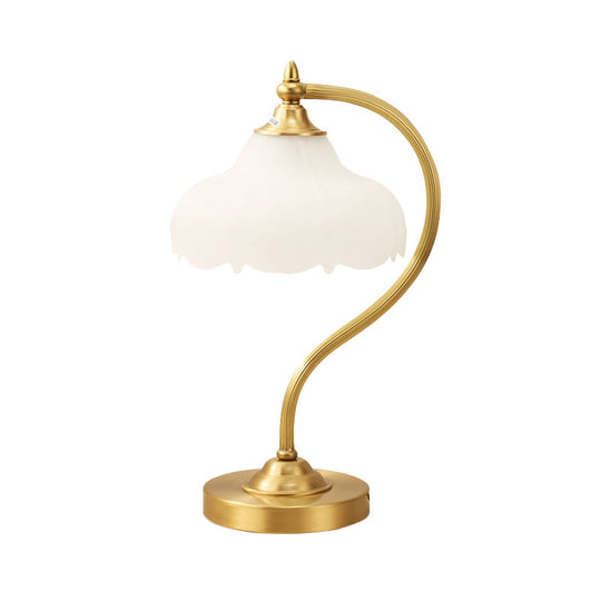 Modern Brass Metal Table Lamp With Opal Glass Shade - Perfect For Living Room Lighting