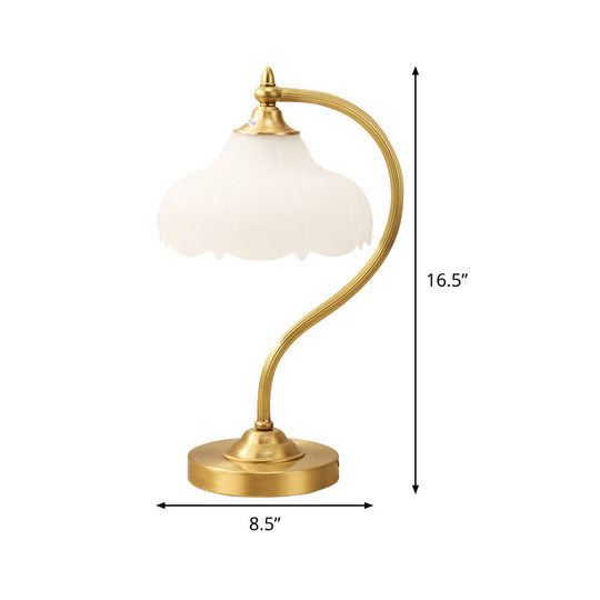 Modern Brass Metal Table Lamp With Opal Glass Shade - Perfect For Living Room Lighting