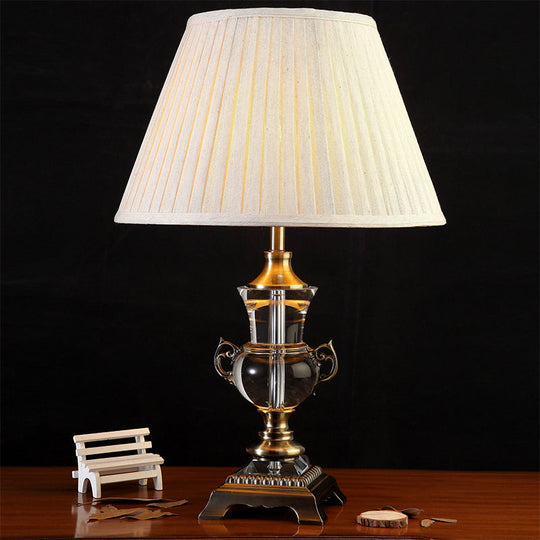 Modern Beige Flare Reading Lamp With Fabric Shade - Efficient 1 Bulb Task Lighting