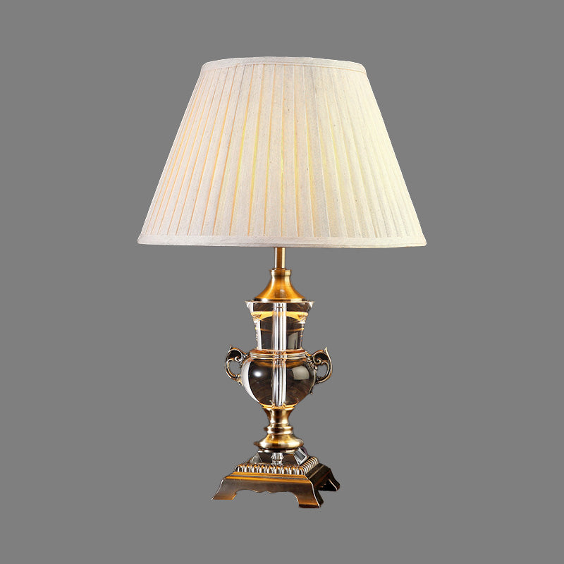 Modern Beige Flare Reading Lamp With Fabric Shade - Efficient 1 Bulb Task Lighting