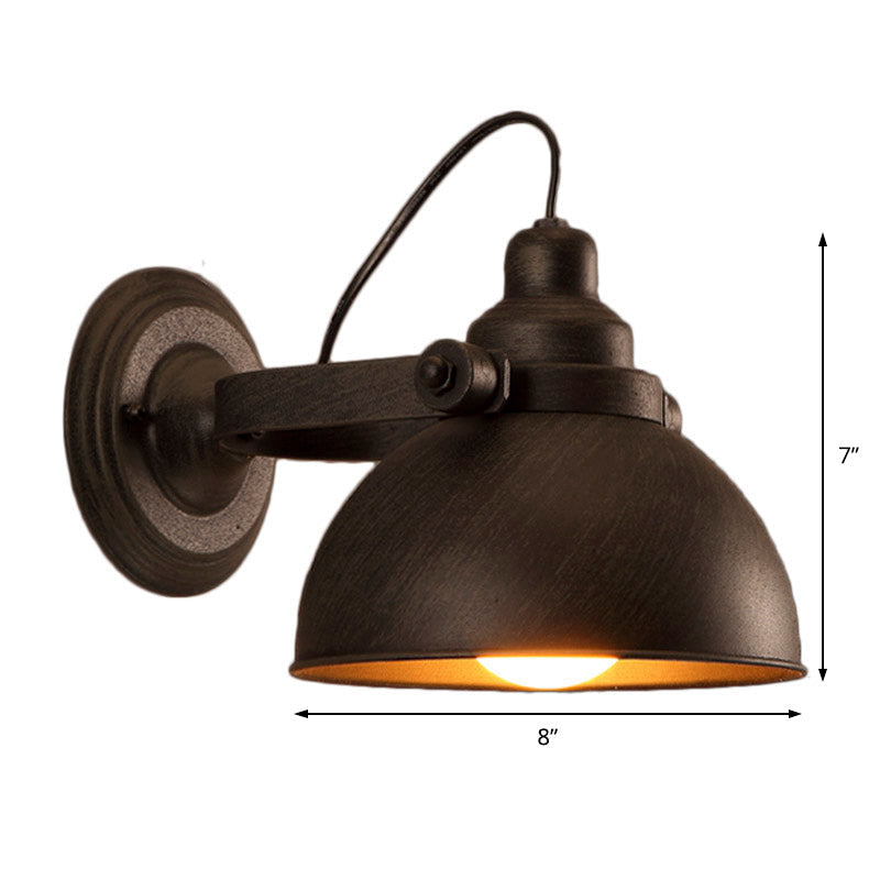 Vintage Wrought Iron Wall Sconce With Dome Bulb - Black/Rust Hallway Light