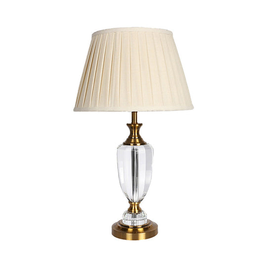 Modern Crystal Table Lamp - Jar Shape Hand-Cut 1 Head 14/16 Wide Beige