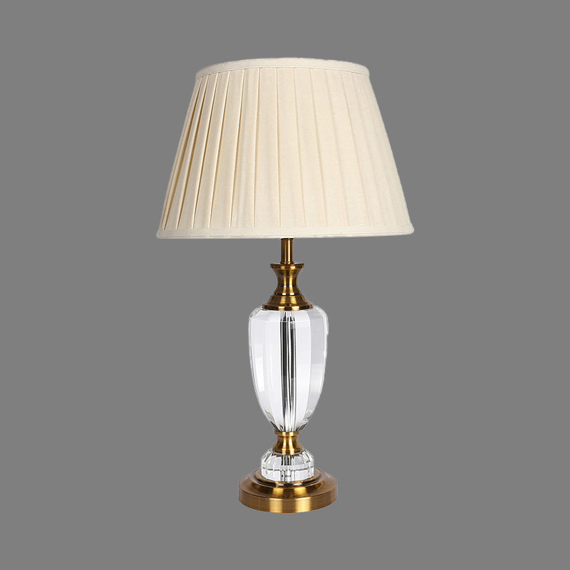 Modern Crystal Table Lamp - Jar Shape Hand-Cut 1 Head 14/16 Wide Beige