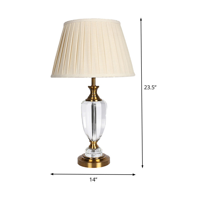 Modern Crystal Table Lamp - Jar Shape Hand-Cut 1 Head 14/16 Wide Beige