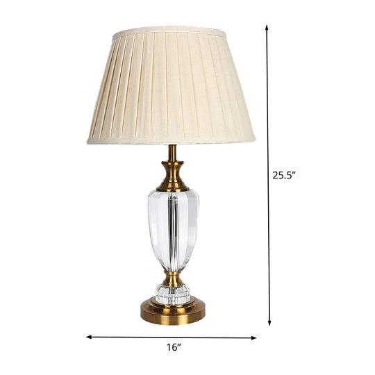 Modern Crystal Table Lamp - Jar Shape Hand-Cut 1 Head 14/16 Wide Beige