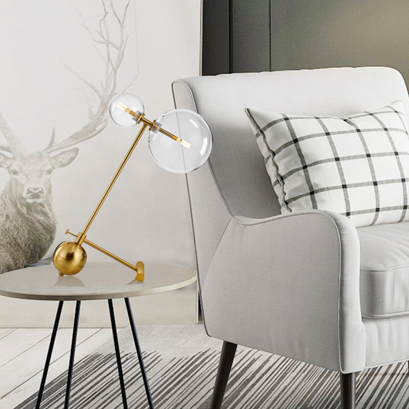 Sleek Gold Orb Nightstand Lamp - Simplicity Design Single Bulb Metal Light For Night Table With