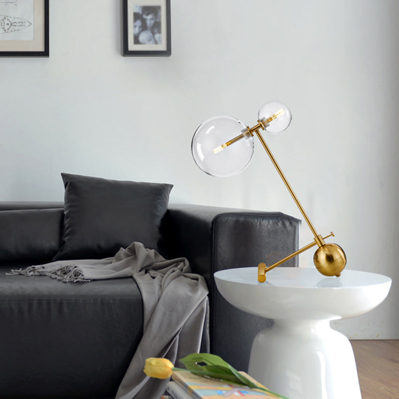 Sleek Gold Orb Nightstand Lamp - Simplicity Design Single Bulb Metal Light For Night Table With