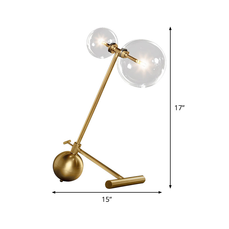 Sleek Gold Orb Nightstand Lamp - Simplicity Design Single Bulb Metal Light For Night Table With