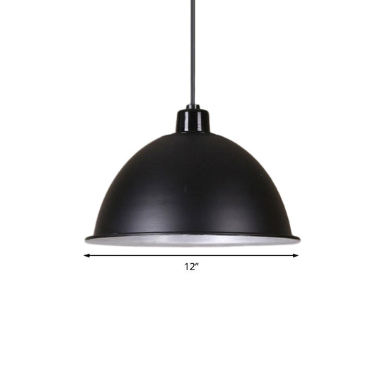 Retro Style Hanging Pendant Light With Metallic Bowl Shade - 1 In Black/Silver