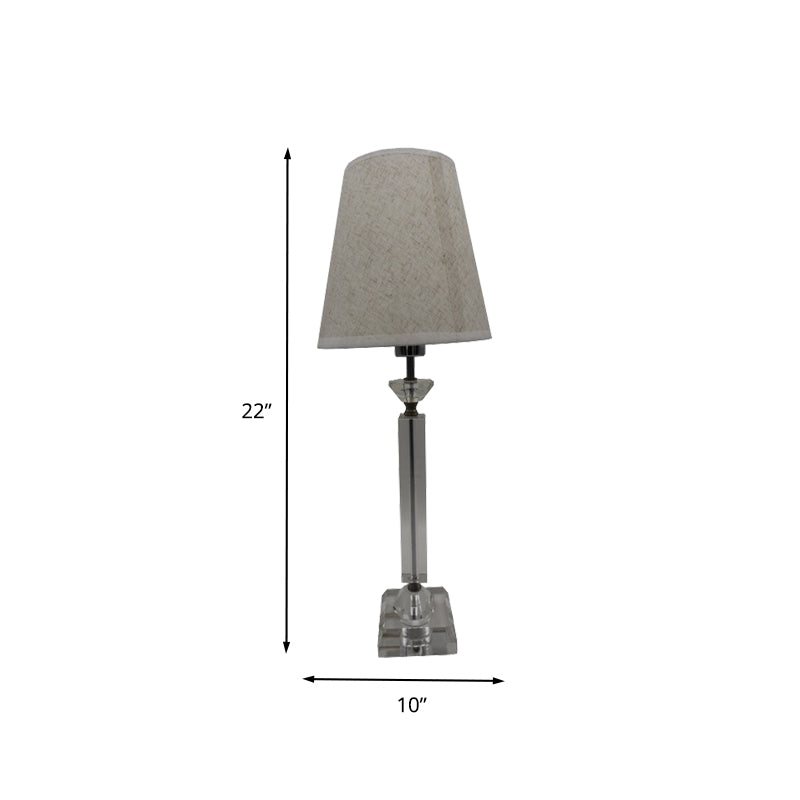 Modern Grey Table Lamp With Hand-Cut Crystal - Small Desk Light