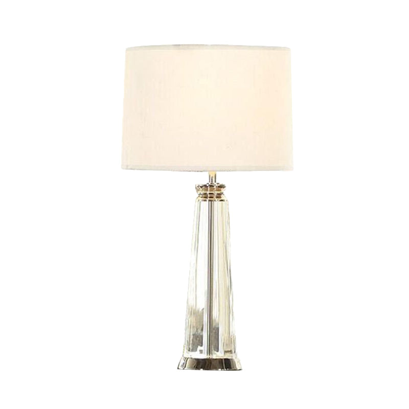 Tapered Table Lamp - Simplicity Clear Crystal 1 Bulb White Reading Light 12/14 Wide