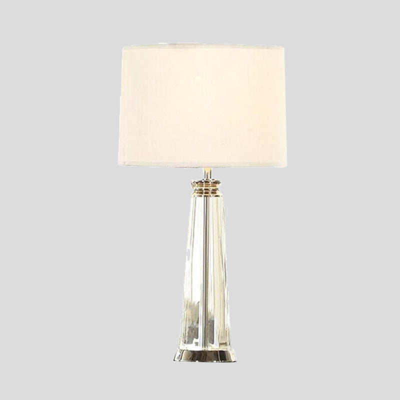 Tapered Table Lamp - Simplicity Clear Crystal 1 Bulb White Reading Light 12/14 Wide