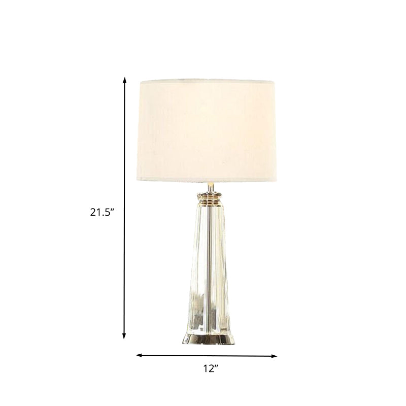 Tapered Table Lamp - Simplicity Clear Crystal 1 Bulb White Reading Light 12/14 Wide