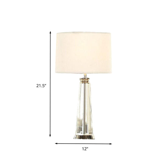 Tapered Table Lamp - Simplicity Clear Crystal 1 Bulb White Reading Light 12/14 Wide