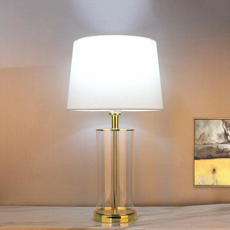 Modernism Desk Lamp With Tapered White Drum Shade