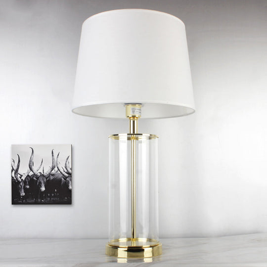 Modernism Desk Lamp With Tapered White Drum Shade