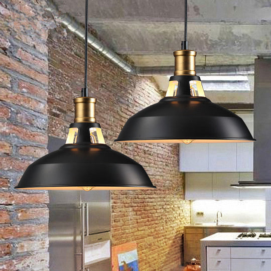 Dining Room Ceiling Light Fixture: 10.5/12/15 W 1-Light Hanging With Barn Shade - Farmhouse Style In