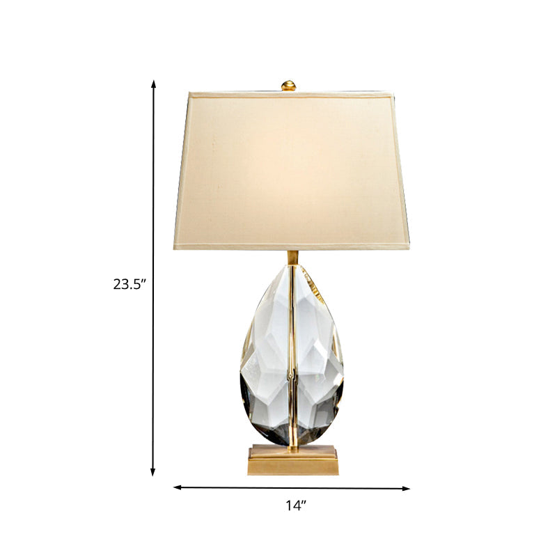 Gold Modernist Faceted Crystal Droplet Task Lamp With 1 Bulb