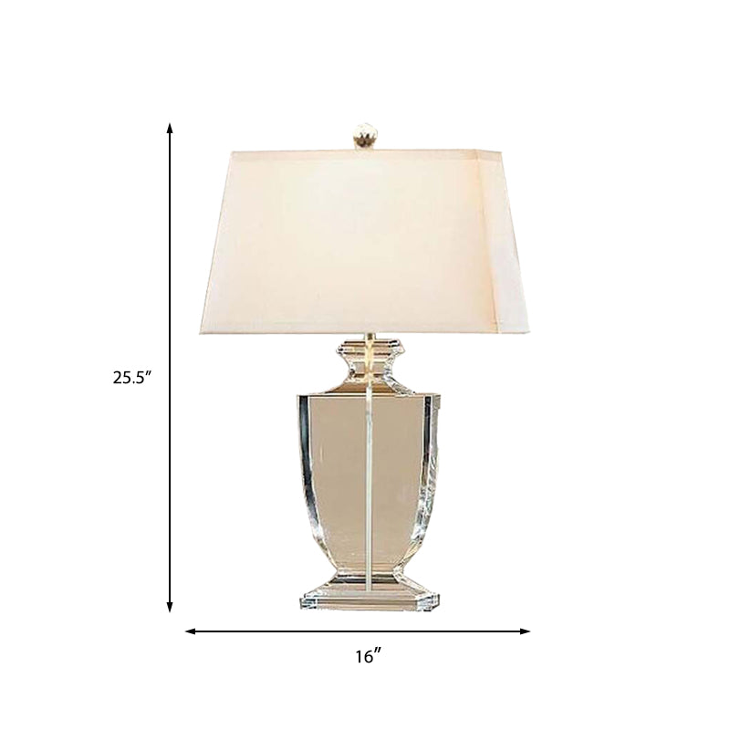 Modern Crystal Urn Table Lamp - Hand-Cut 1 Head White