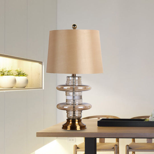 Modern Yellow Desk Lamp With Fabric Shade - Wide Flare 1-Head Design