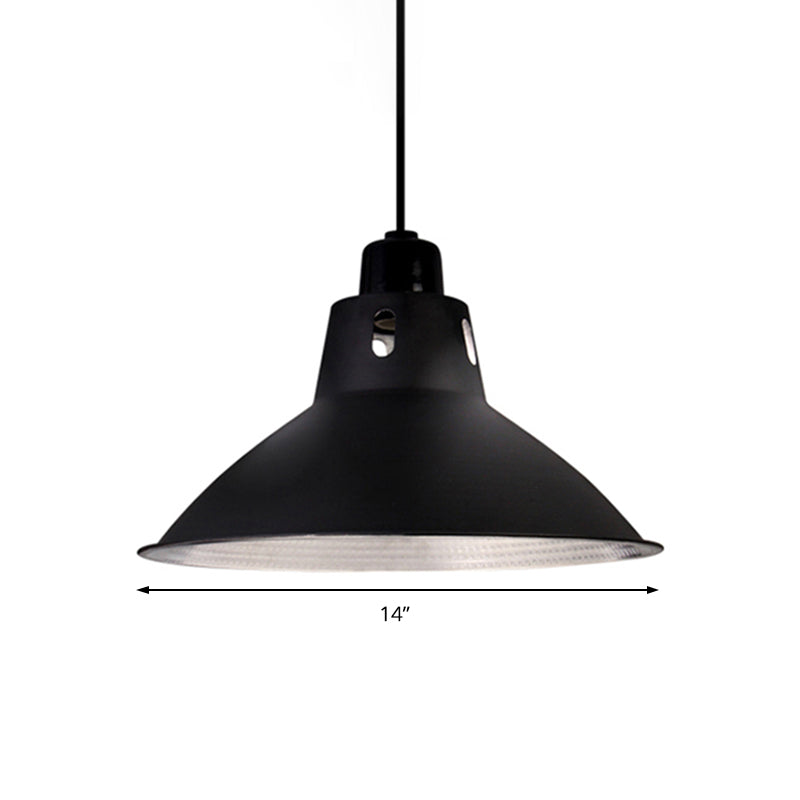 Farmhouse Metallic Black Pendant Light for Dining Tables - 14"/16" Bowl Design