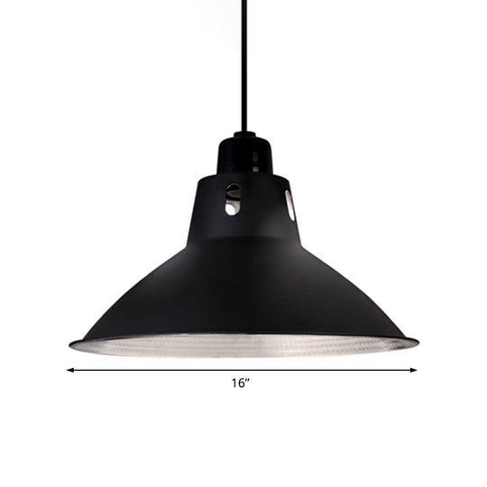 Farmhouse Metallic Black Pendant Light for Dining Tables - 14"/16" Bowl Design